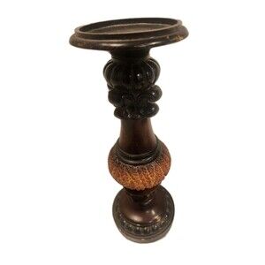 Vintage Brown Decorative Pillar Candle Stick Holder 12 Inch
